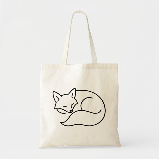 Bolsa Tote Arte Linear de Raposa Adormecida – Animal Minimali (Frente)