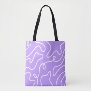 Bolsa Tote Arte Linear Minimalista Moderna Lavanda Roxo Ondul