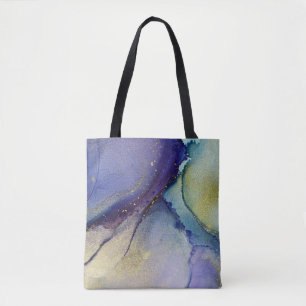 Bolsa Tote Arte Líquida Abstrata Multicolorida & Ouro