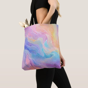 Bolsa Tote Arte Líquida bonito Pastel Aquarela Arco-Íris Arco