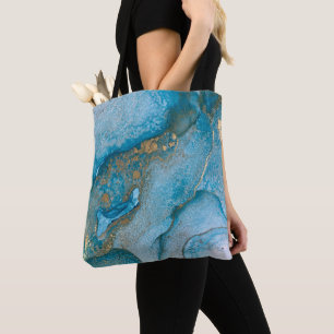 Bolsa Tote Arte líquida de Abstrato de tinta a álcool Doura