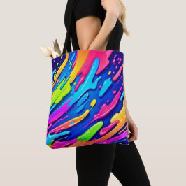 Bolsa Tote Arte Mágica Abstrata de Neon Splash