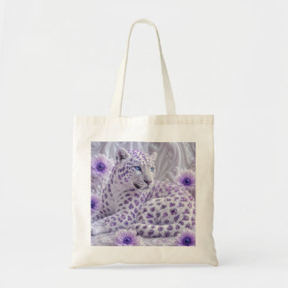 Bolsa Tote Arte Majestosa de Leopardo Revestido de Joias Roxa