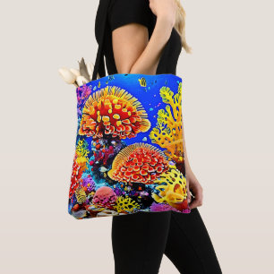 Bolsa Tote Arte Maravilhosa de Recife de Coral Vibrante