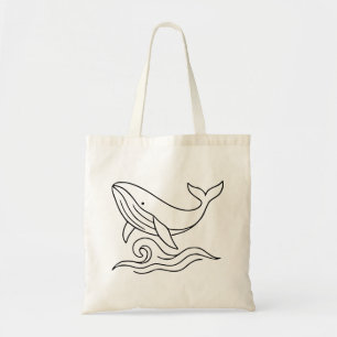 Bolsa Tote Arte Minimalista de Baleia em Linha – Animal Marin