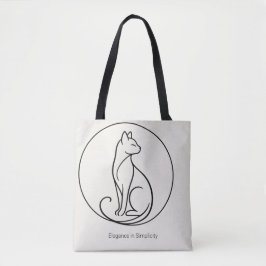 Bolsa Tote Arte Minimalista de Gato em Linha - Coleção Chic d