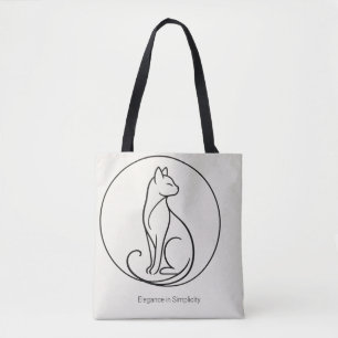 Bolsa Tote Arte Minimalista de Gato em Linha - Coleção Chic d