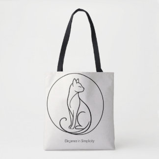 Bolsa Tote Arte Minimalista de Gato em Linha - Coleção Chic d