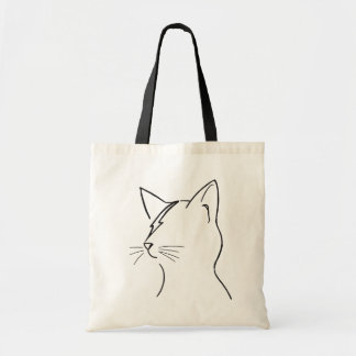 Bolsa Tote Arte Minimalista de Linha do Relâmpago do Gato Mod