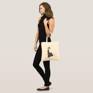 Bolsa Tote Arte Minimalista de Linha Preta e Branca de Menina