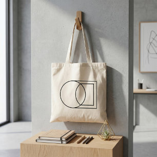 Bolsa Tote Arte Moderna de Círculo Quadrado Abstrato