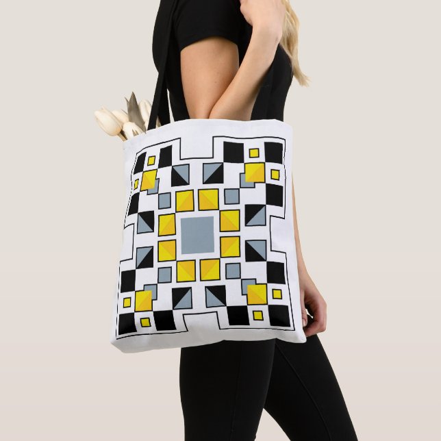 Bolsa Tote Arte Moderna de Padrão de Colcha Geométrica (Close Up)