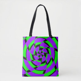 Bolsa Tote Arte Moderna Redemoinho Psicodélico Verde Roxo