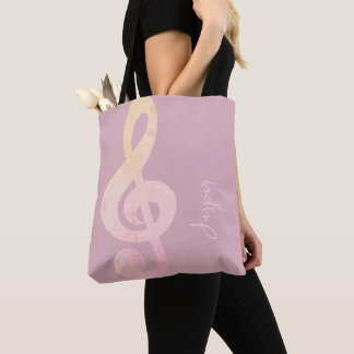 Bolsa Tote Arte Musical Rosa-Rosa Moderna e Minimalista