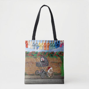 Bolsa Tote Arte na Cena de Polka-Dot de Natal