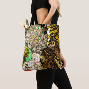 Bolsa Tote Arte Neerlandesa Nouveau Peacock e Corujas