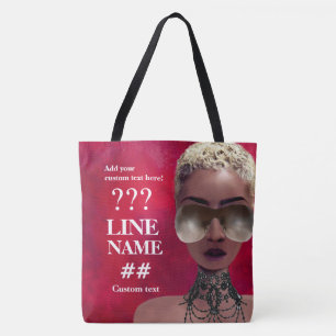 Bolsa Tote Arte Negra Personalizada de Sororidade Vermelha
