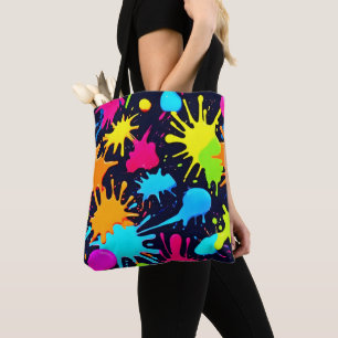 Bolsa Tote Arte Neon Splatter: Expressionismo vibrante por Ab