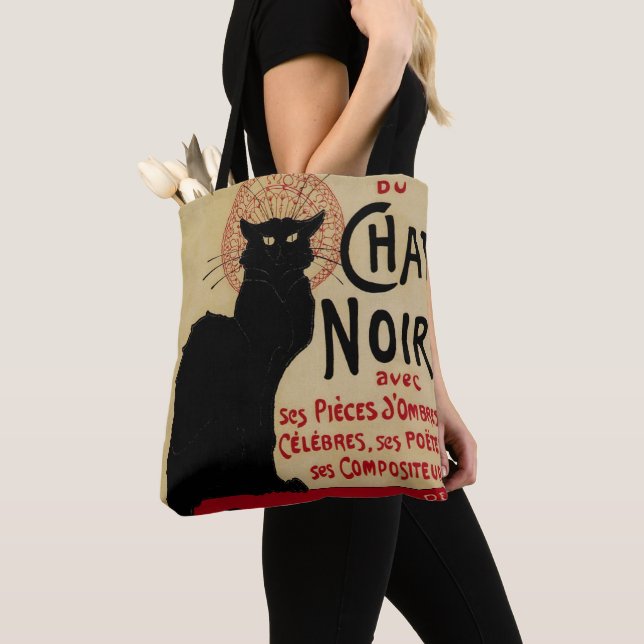 Bolsa Tote Arte Nova Antiga, Ce Soir Chat Noir Gato Preto (Close Up)