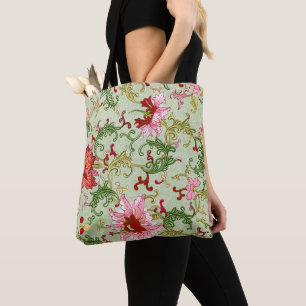 Bolsa Tote Arte Nova Antiga Chinoiserie Floral Chinesa