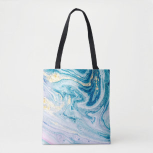 Bolsa Tote Arte Oceânica: Marble Agate Swirls.