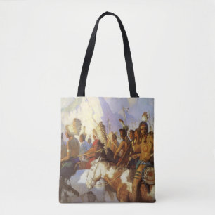 Bolsa Tote Arte Ocidental Vintage, Festa de Guerra Indígena p