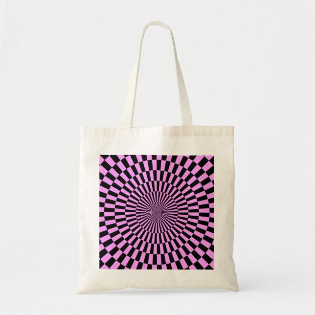 Bolsa Tote Arte Op - Violeta clara e preto (Frente)