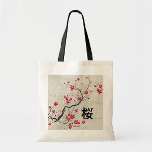 Bolsa Tote Arte oriental da flor de cerejeira de Sakura do