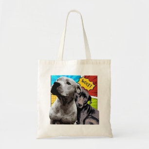 Bolsa Tote Arte original de Pitbull e Staffy dos meus dois cã