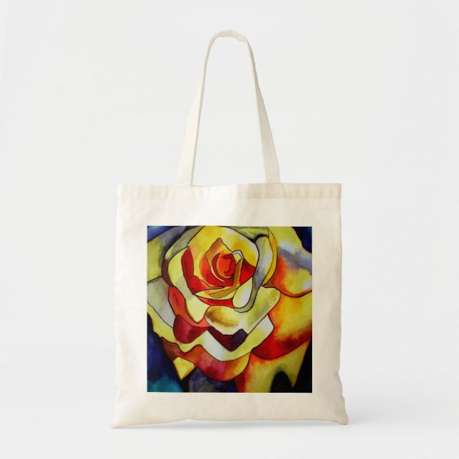 Bolsa Tote Arte original em aquarela de Freesia amarela flor (Frente)