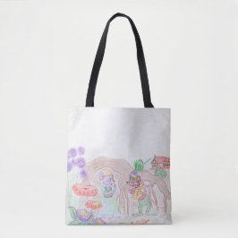 Bolsa Tote Arte personalizada para crianças, dois ratinhos fo