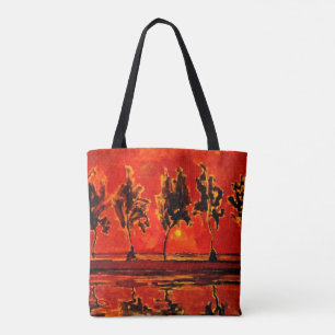 Bolsa Tote Arte Piet Mondrian, Árvores do Geine em Moonrise