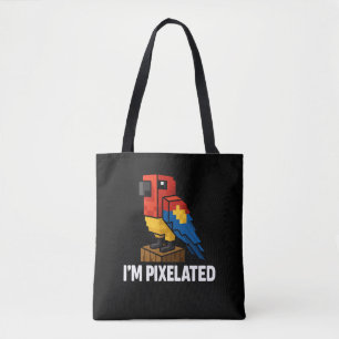 Bolsa Tote Arte Pixel de Papagaio Selvagem Blocky