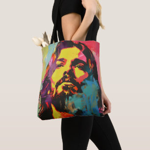 Bolsa Tote Arte Pop Colorida de Jesus Cristo