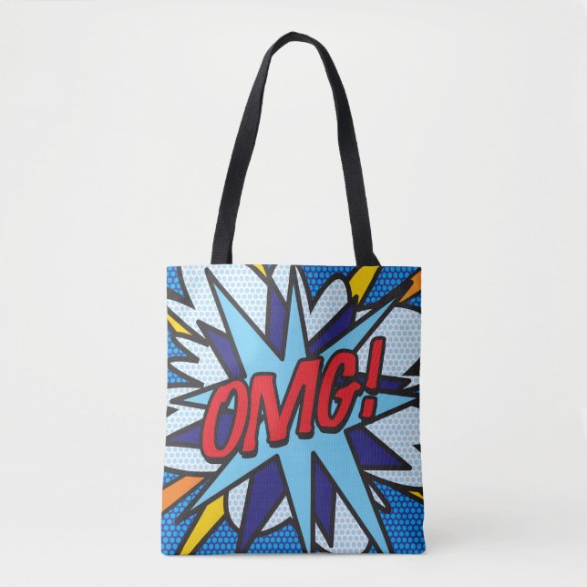Bolsa Tote Arte Pop de Quadrinhos OMG! (Frente)