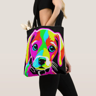 Bolsa Tote Arte Pop Neon de Cachorrinho