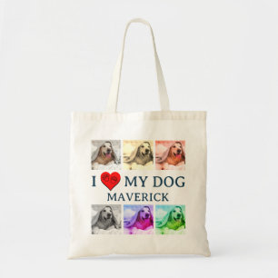 Bolsa Tote Arte Pop Personalizada EU AMO MEU CÃO Presente par