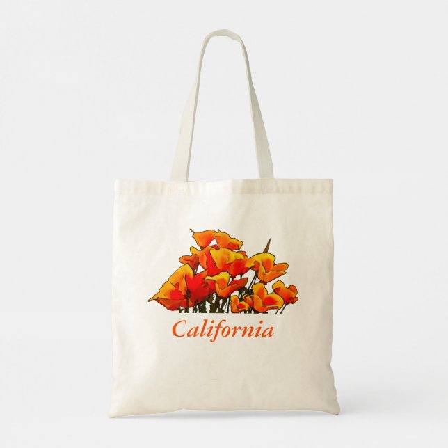 Bolsa Tote Arte Poppy Estilizada com texto "California" Tote  (Verso)