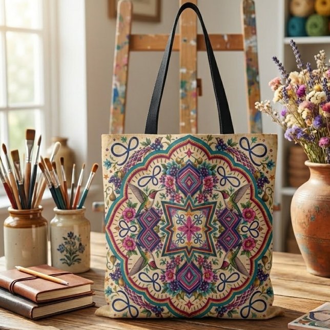 Bolsa Tote Arte Popular Boho  (Criador carregado)