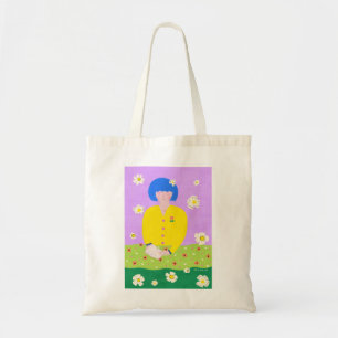 Bolsa Tote Arte Popular Caprichosa Menina Lendo Colorida