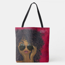 Bolsa Tote Arte preta do cabelo natural vermelho feito sob