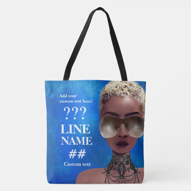 Bolsa Tote Arte preta do círculo estudantil feminino azul (Frente)