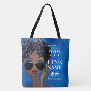 Bolsa Tote Arte preta do círculo estudantil feminino azul