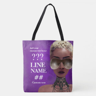 Bolsa Tote Arte preta do círculo estudantil feminino roxo