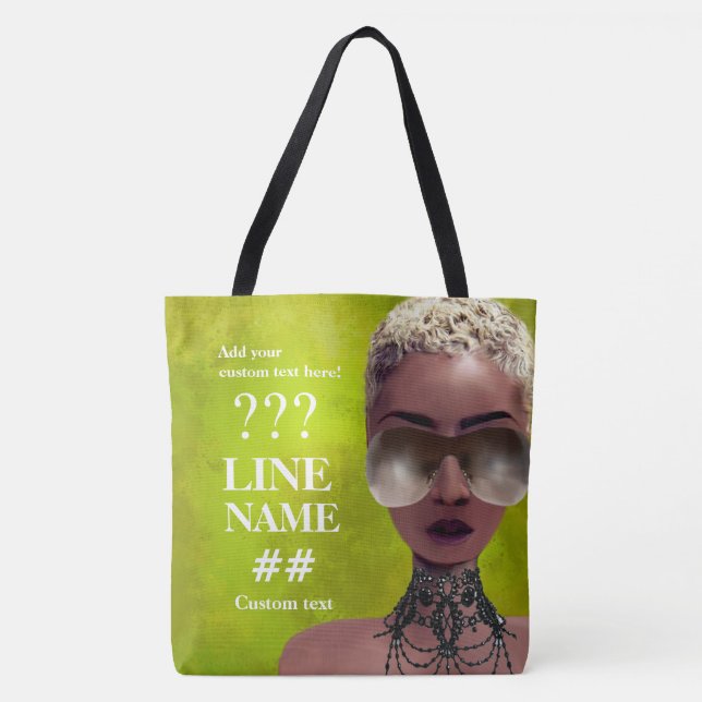 Bolsa Tote Arte preta do círculo estudantil feminino verde (Frente)