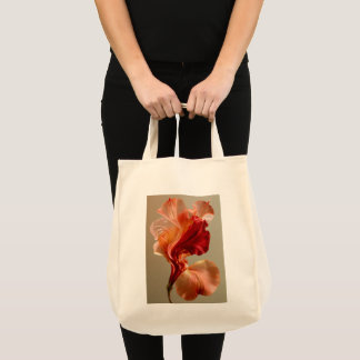 Bolsa Tote Arte Refinada Flor Escultural Vermelha e Pêssego