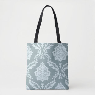 Bolsa Tote Arte Rococó Damask I Azul Ovo de Pato+Turquesa