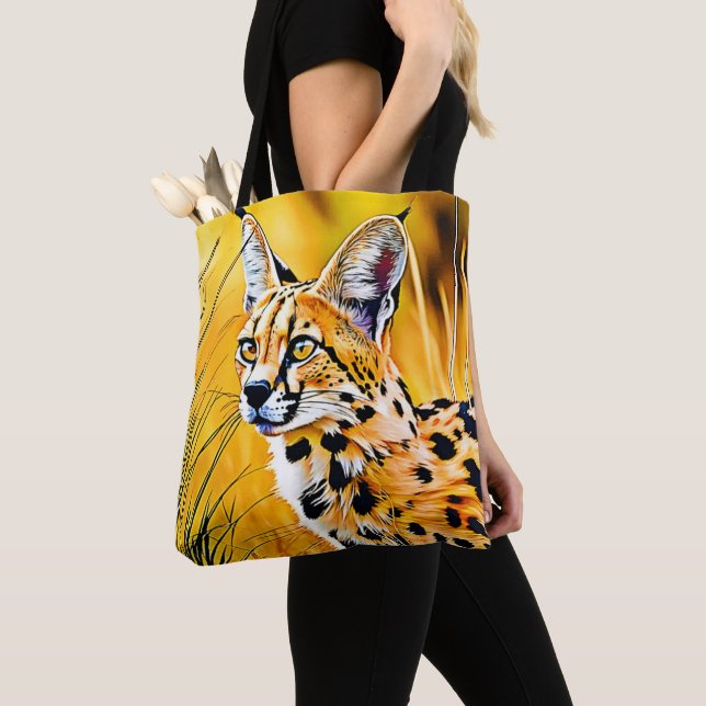 Bolsa Tote Arte Serval Africana (Close Up)