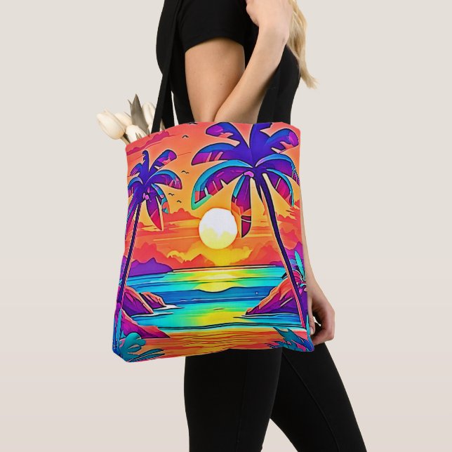 Bolsa Tote Arte solar tropical vibrante (Close Up)