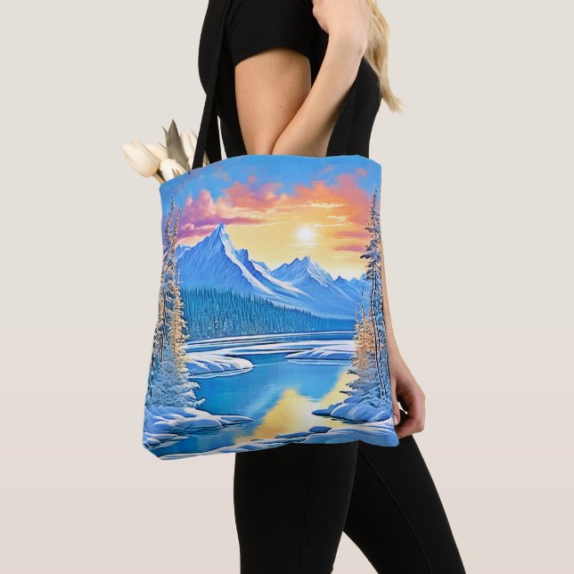 Bolsa Tote Arte Sunset do Lago Congelado (Close Up)